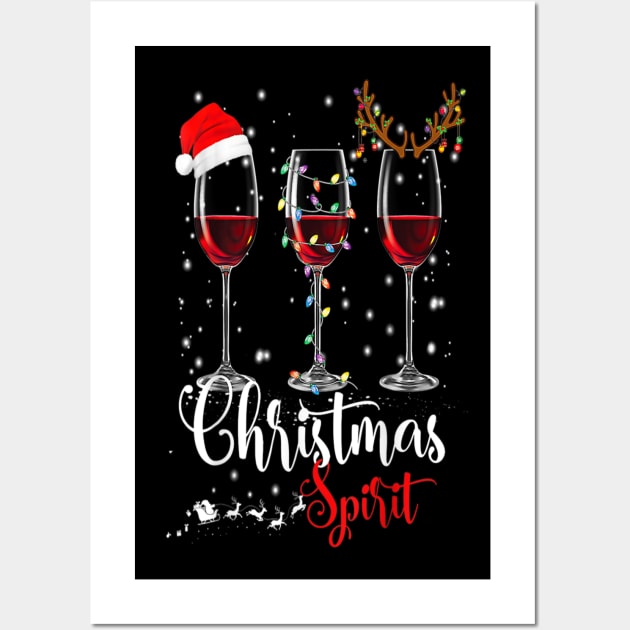 Funny Christmas Spirits Glasses Of Wine Xmas Holidays Party Wall Art by Buleskulls 